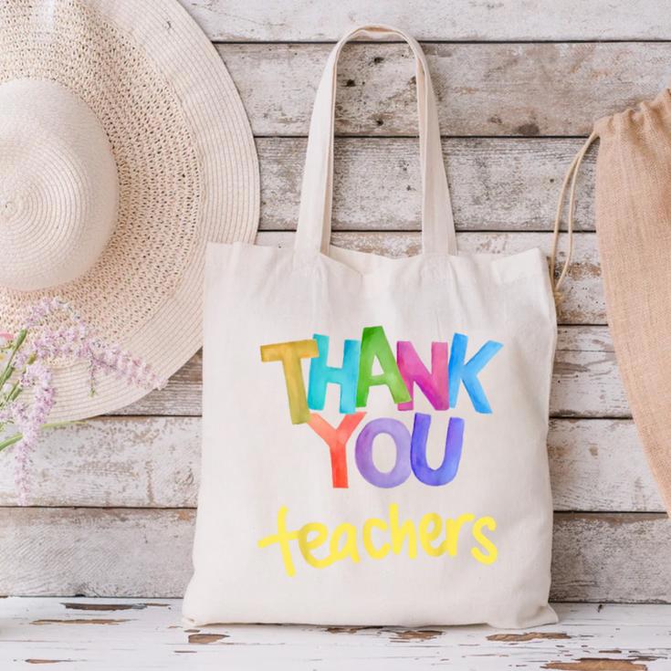 Thank You Teacher Appreciation Graduation Men Women Girls Kids Canvas Tote Bag, gift for family, gift for coworker