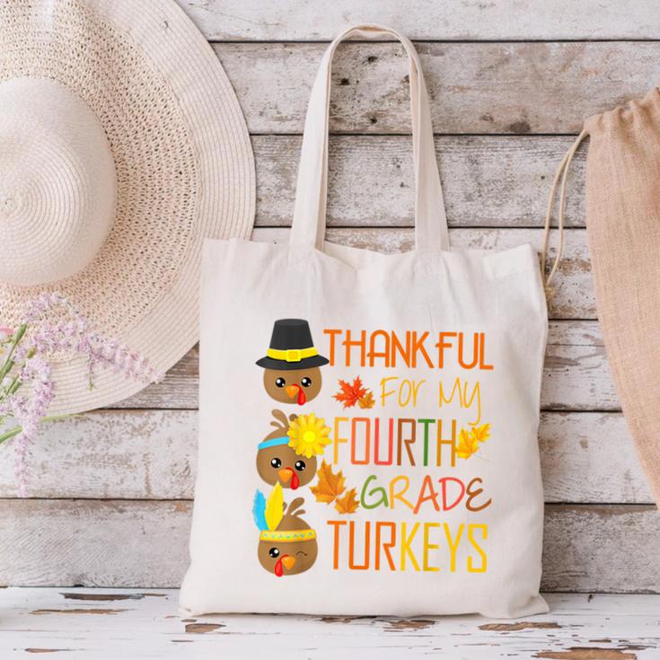 Thankful For My 4th Grade Turkey Thanksgiving Turkey Teacher Canvas Tote Bag, 4th Grade Teacher Tote Bags, gift for family, gift for coworker Thankful For My 4th Grade Turkey Thanksgiving Turkey Teacher Canvas Tote Bag, 4th Grade Teacher Tote Bags, gift for family, gift for coworker