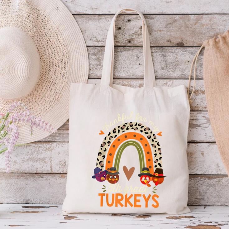 Thankful For My 5th Grade Turkeys Thanksgiving Teacher Canvas Tote Bag, gift for family, gift for coworker
