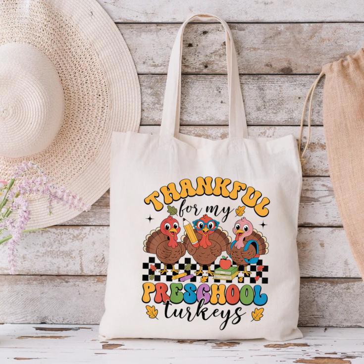 Thankful For My Preschool Turkeys Thanksgiving Teacher Fall Canvas Tote Bag, gift for family, gift for coworker Thankful For My Preschool Turkeys Thanksgiving Teacher Fall Canvas Tote Bag, gift for family, gift for coworker