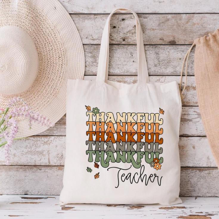 Thankful Teacher Thanksgiving Fall Pumpkin Turkey Canvas Tote Bag, gift for family, gift for coworker