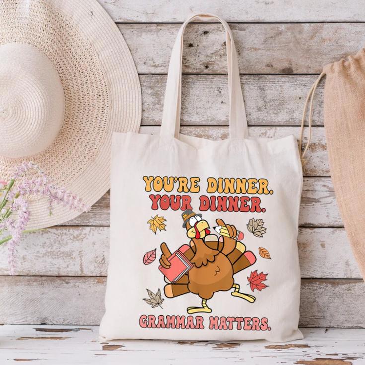Thanksgiving Grammar Thankful English Teacher Fall Turkey Canvas Tote Bag, English Teacher Tote Bags, gift for family, gift for coworker