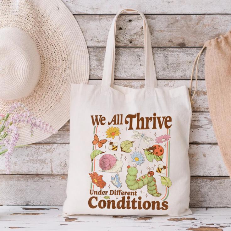 We All Thrive Under Different Conditions SPED Teacher Canvas Tote Bag, gift for family, gift for coworker We All Thrive Under Different Conditions SPED Teacher Canvas Tote Bag, gift for family, gift for coworker