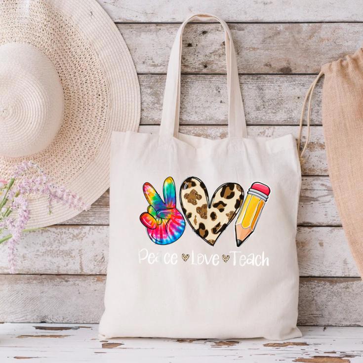 Tie Dye Hippie Peace Love Teach Teacher Appreciation Canvas Tote Bag, gift for family, gift for coworker