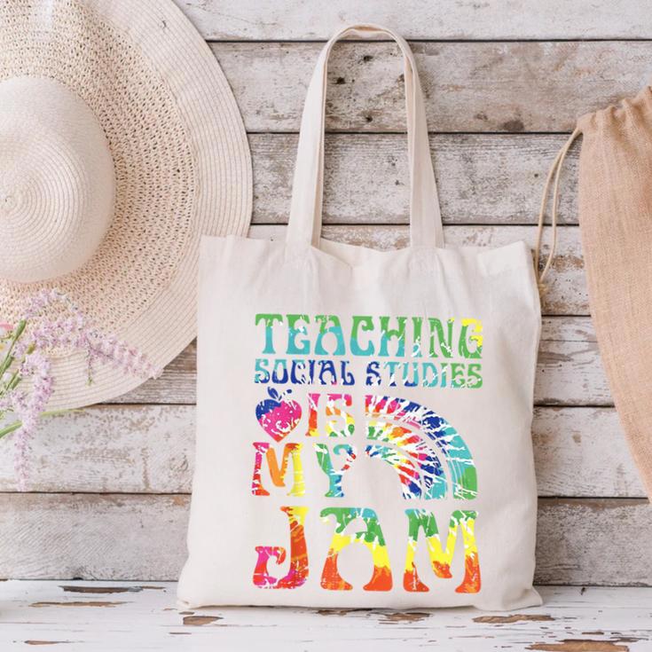 Tie Dye Teaching Social Studies Is My Jam Sunglasses Teacher Canvas Tote Bag, gift for family, gift for coworker