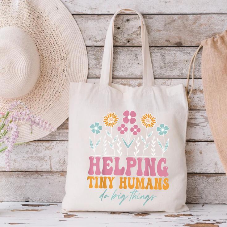 Tiny People Help Do Big Things Nursery Teacher Canvas Tote Bag, gift for family, gift for coworker