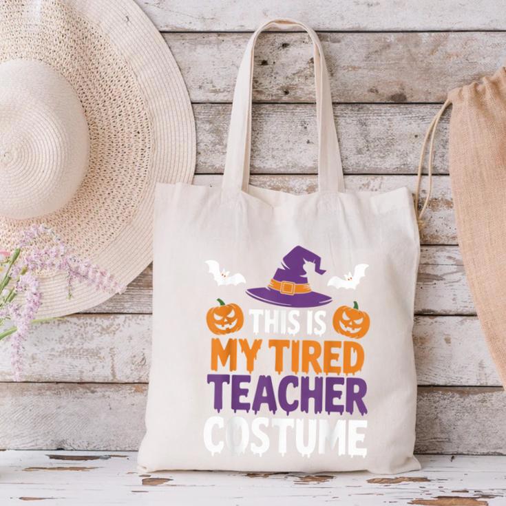 Tired Teacher Costume For Humor Halloween Canvas Tote Bag, gift for family, gift for coworker Tired Teacher Costume For Humor Halloween Canvas Tote Bag, gift for family, gift for coworker