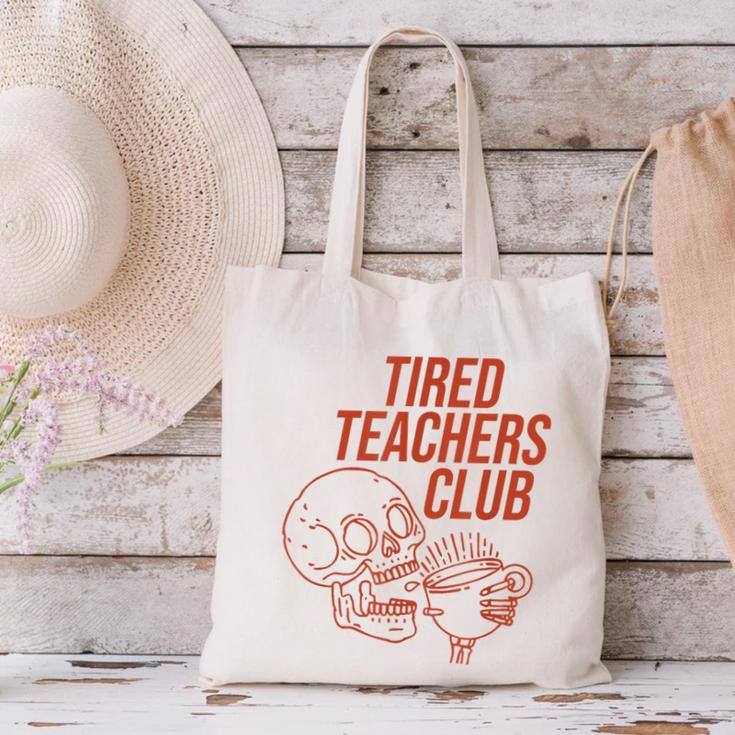 Tired Teachers Club Canvas Tote Bag, gift for family, gift for coworker