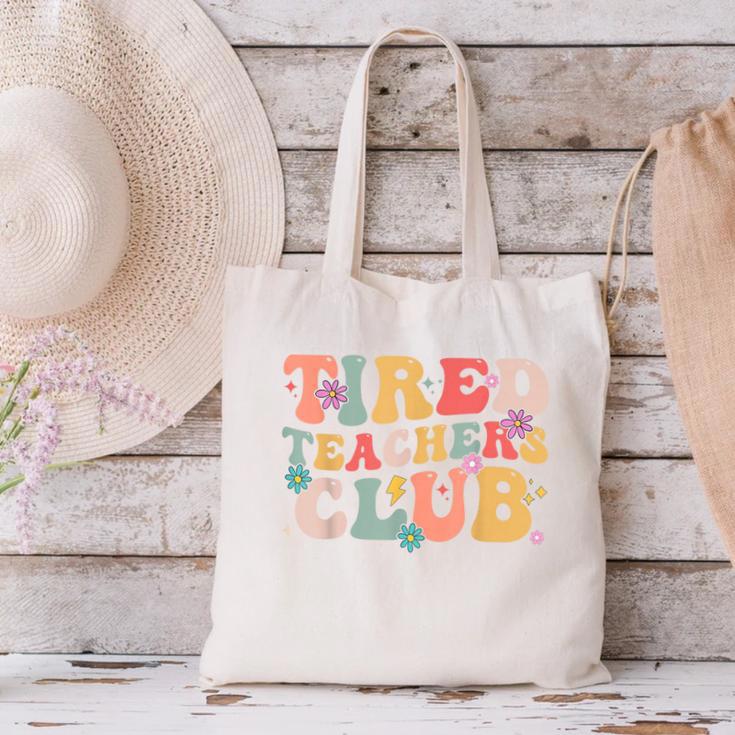 Tired Teachers Club Groovy Teachers Back To School Tee Canvas Tote Bag, gift for family, gift for coworker Tired Teachers Club Groovy Teachers Back To School Tee Canvas Tote Bag, gift for family, gift for coworker