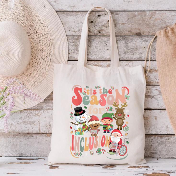 Tis The Season For Inclusion Christmas Sped Teacher Canvas Tote Bag, gift for family, gift for coworker
