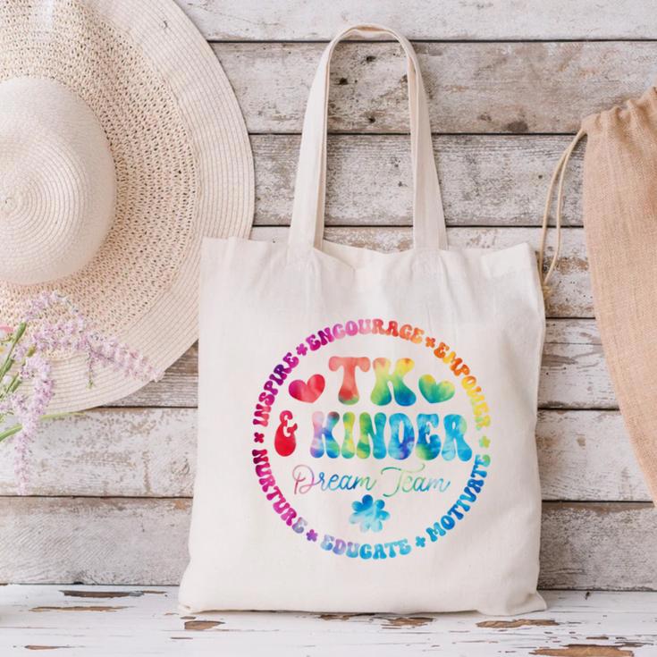 TK & Kinder Dream Team Transitional Kindergarten Teacher Canvas Tote Bag, gift for family, gift for coworker