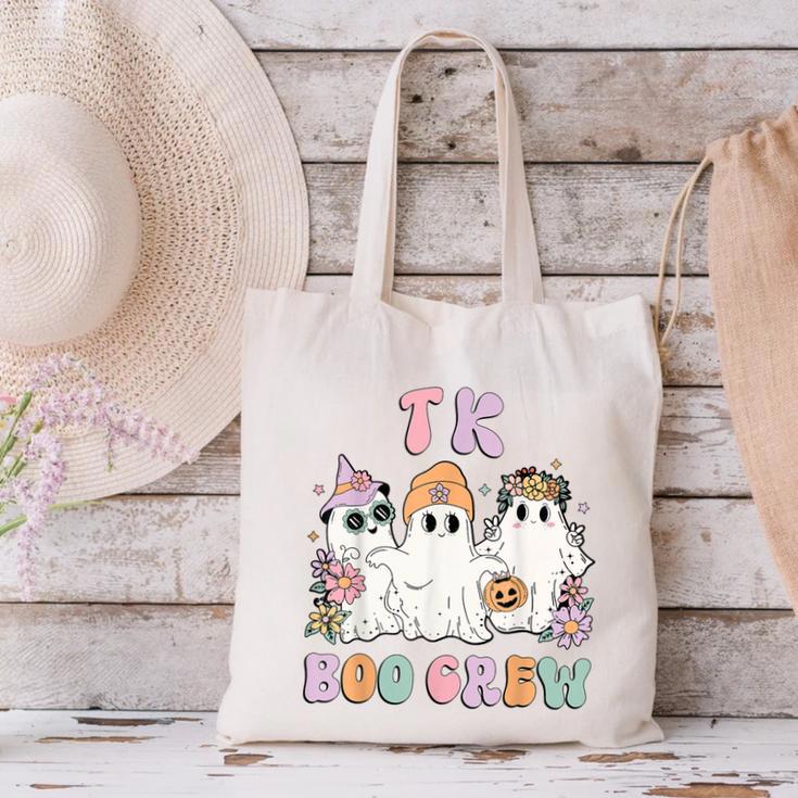 TK Boo Crew Retro Groovy Halloween Floral Ghost TK Teacher Canvas Tote Bag, Groovy Teacher Tote Bags, gift for family, gift for coworker TK Boo Crew Retro Groovy Halloween Floral Ghost TK Teacher Canvas Tote Bag, Groovy Teacher Tote Bags, gift for family, gift for coworker