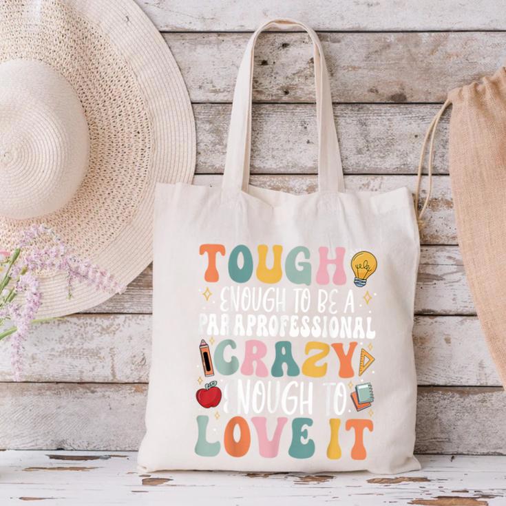 Tough Enough To Be a Paraprofessional Groovy Sped Teacher Canvas Tote Bag, Groovy Teacher Tote Bags, gift for family, gift for coworker