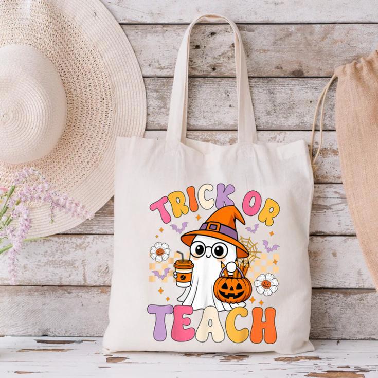 Trick Or Teach Cute Ghost Coffee Pumpkins Halloween Teacher Canvas Tote Bag, gift for family, gift for coworker Trick Or Teach Cute Ghost Coffee Pumpkins Halloween Teacher Canvas Tote Bag, gift for family, gift for coworker