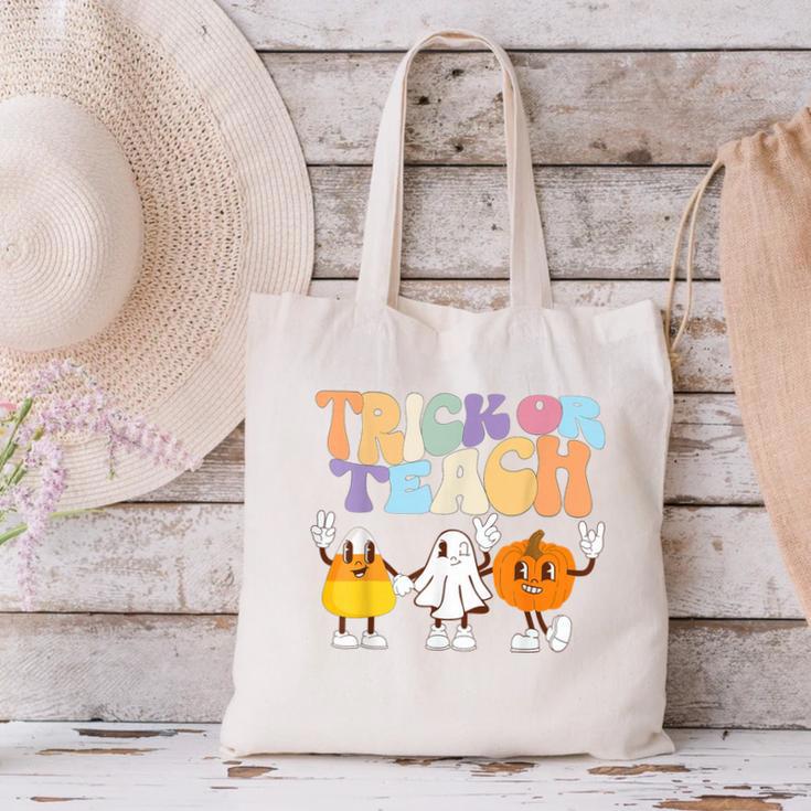 Trick Or Teach Cute Halloween Teacher Canvas Tote Bag, gift for family, gift for coworker Trick Or Teach Cute Halloween Teacher Canvas Tote Bag, gift for family, gift for coworker