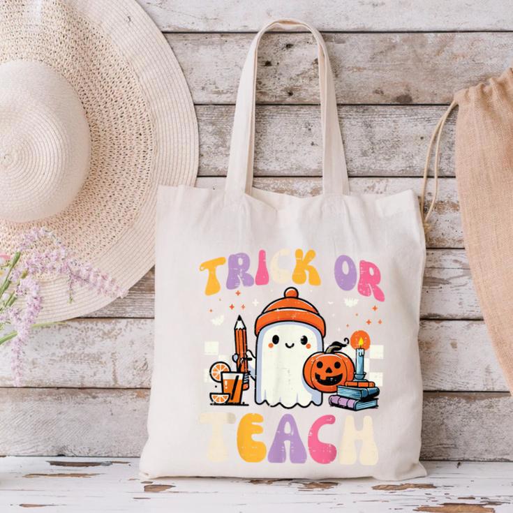 Trick Or Teach Ghost Teacher School Halloween Men Women Canvas Tote Bag, gift for family, gift for coworker