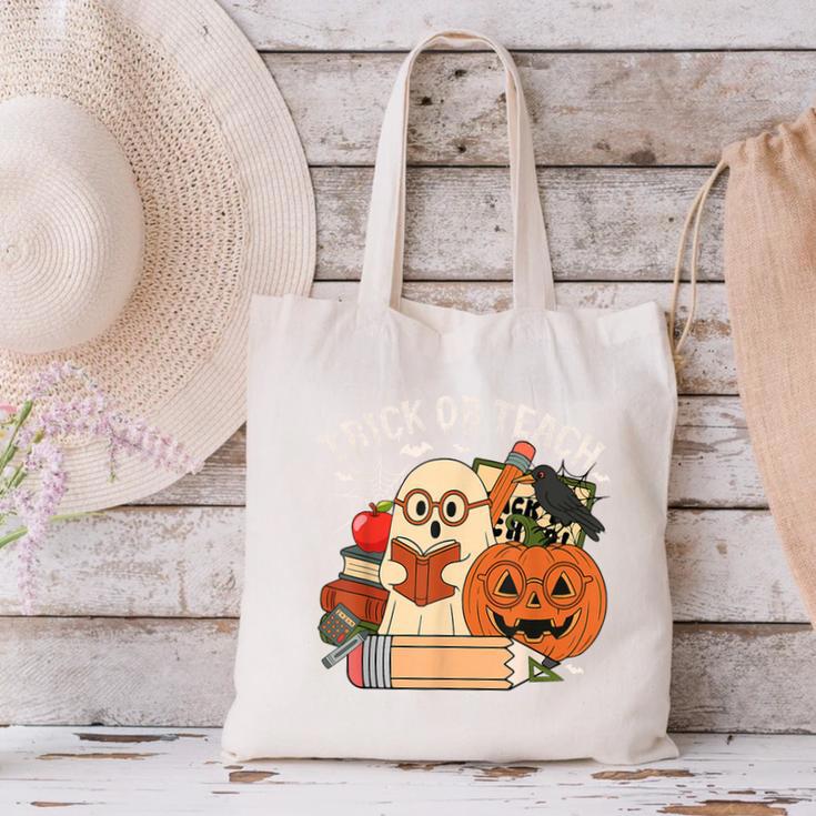 Trick Or Teach Retro Halloween Teacher Women Men Costume Canvas Tote Bag, gift for family, gift for coworker Trick Or Teach Retro Halloween Teacher Women Men Costume Canvas Tote Bag, gift for family, gift for coworker