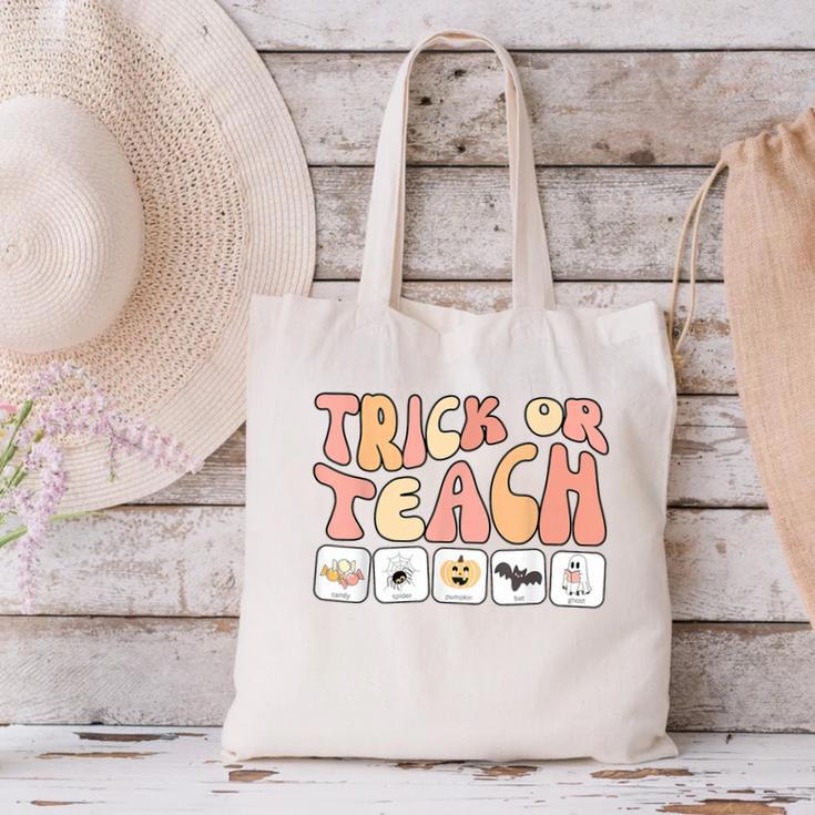 Trick Or Teach With Symbols Special Education Teacher Spooky Canvas Tote Bag, gift for family, gift for coworker Trick Or Teach With Symbols Special Education Teacher Spooky Canvas Tote Bag, gift for family, gift for coworker