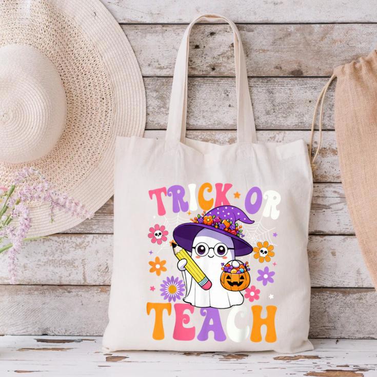 Trick Or Teach Teacher Ghost Teaching Fun Halloween Teacher Canvas Tote Bag, gift for family, gift for coworker Trick Or Teach Teacher Ghost Teaching Fun Halloween Teacher Canvas Tote Bag, gift for family, gift for coworker