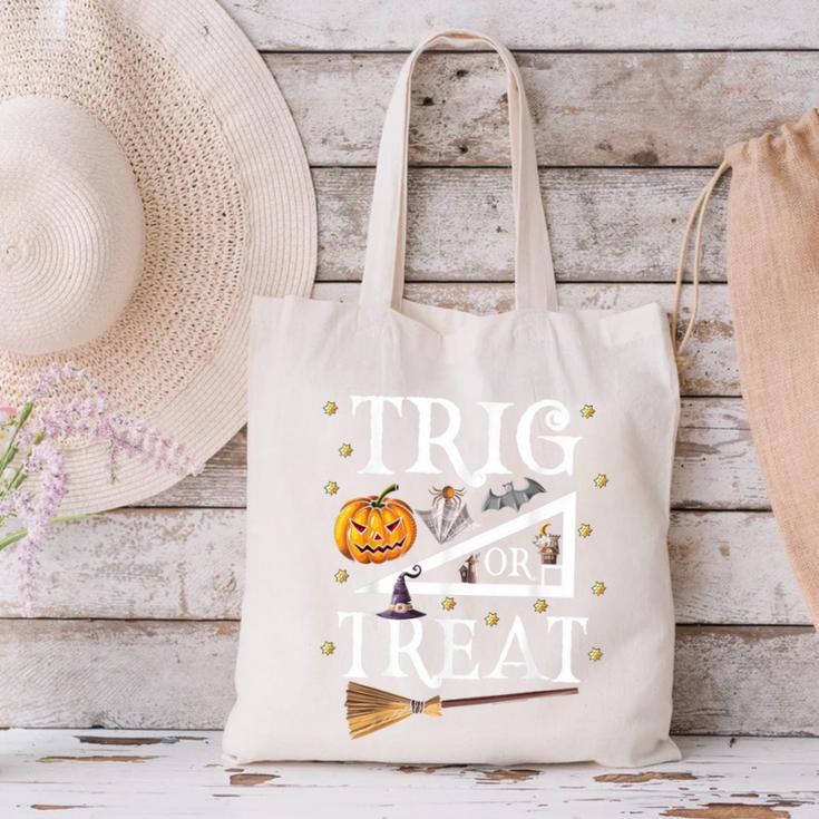 Trig Or Treat Shirt Halloween Math Teacher School College Men Women Kids Canvas Tote Bag, gift for family, gift for coworker