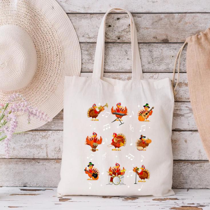 Turkey Squad Music Note Music Teacher Thanksgiving Canvas Tote Bag, gift for family, gift for coworker Turkey Squad Music Note Music Teacher Thanksgiving Canvas Tote Bag, gift for family, gift for coworker