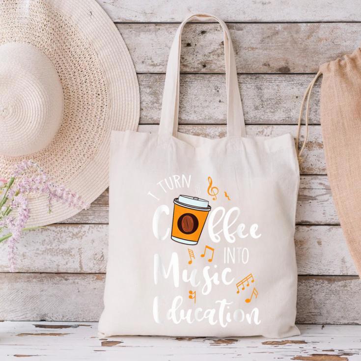 I Turn Coffee Into Music Education Music Teacher Canvas Tote Bag, gift for family, gift for coworker I Turn Coffee Into Music Education Music Teacher Canvas Tote Bag, gift for family, gift for coworker