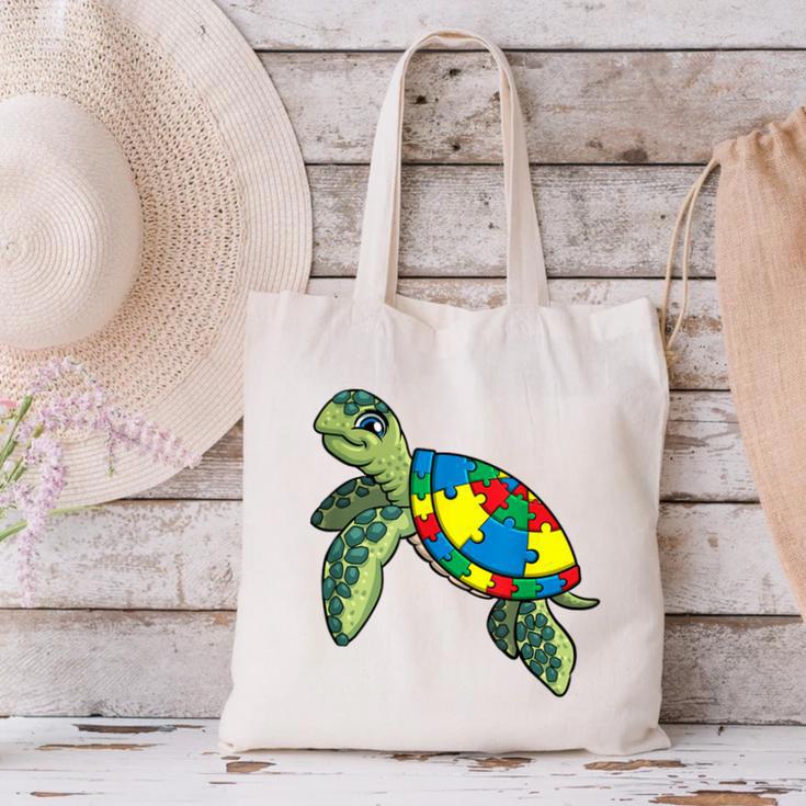 Turtle Puzzle Pieces For Autism Awareness Kids Women Teacher Canvas Tote Bag, gift for family, gift for coworker Turtle Puzzle Pieces For Autism Awareness Kids Women Teacher Canvas Tote Bag, gift for family, gift for coworker