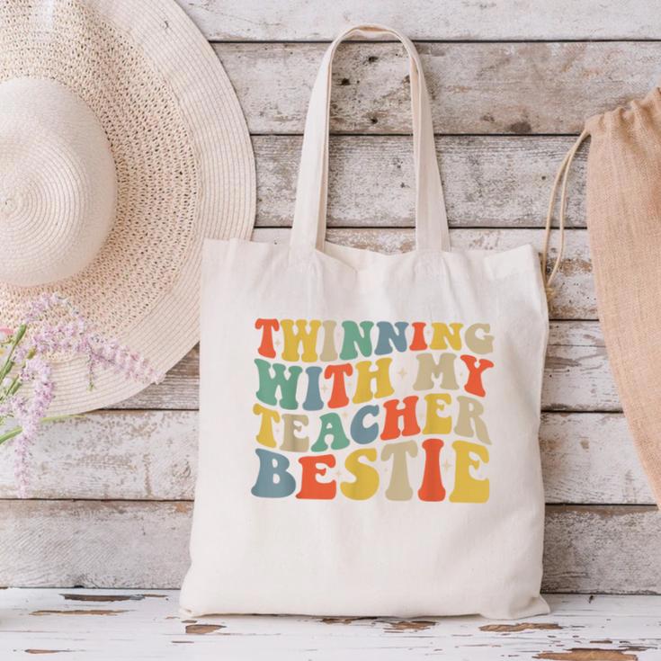 Twin Day Friends Teacher Twinning With My Bestie Matching Canvas Tote Bag, gift for family, gift for coworker Twin Day Friends Teacher Twinning With My Bestie Matching Canvas Tote Bag, gift for family, gift for coworker