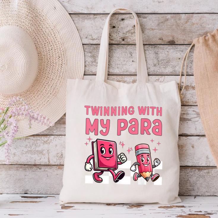 Twinning With My Para Teacher Matching Paraprofessional 70s For Men Women Canvas Tote Bag, gift for family, gift for coworker Twinning With My Para Teacher Matching Paraprofessional 70s For Men Women Canvas Tote Bag, gift for family, gift for coworker