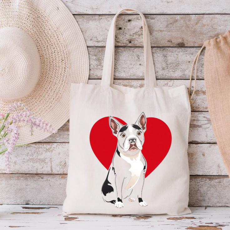Valentine's Day Boston Terrier Lover Canvas Tote Bag, gift for family, gift for coworker