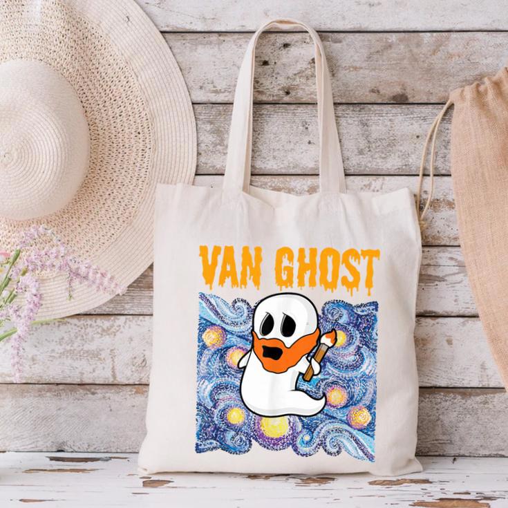 Van Ghost Art Teacher Halloween Van Gogh Starry Night Canvas Tote Bag, gift for family, gift for coworker Van Ghost Art Teacher Halloween Van Gogh Starry Night Canvas Tote Bag, gift for family, gift for coworker