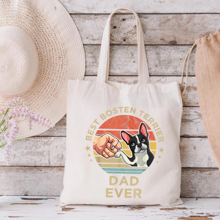 Vintage Best Boston Terrier Dad Ever Dog Father Father's Day Men Girls Kids Canvas Tote Bag, Boston Terrier Dad Tote Bags, gift for family, gift for coworker