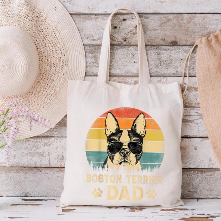 Vintage Boston Terrier Dad Dog Lovers Father's Day Tee Canvas Tote Bag, Boston Terrier Dad Tote Bags, gift for family, gift for coworker