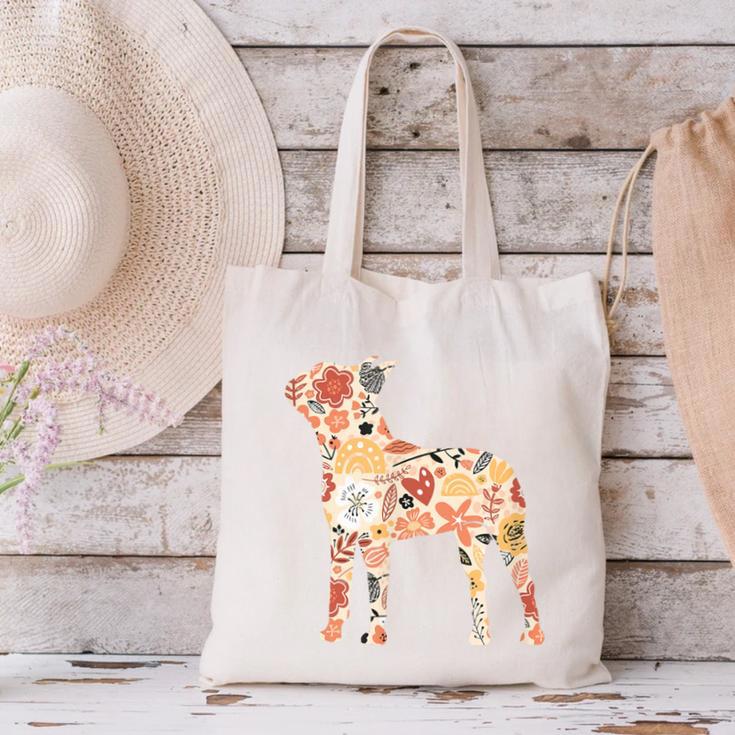 Vintage Floral Boston Terrier For Dog Lover Canvas Tote Bag, gift for family, gift for coworker