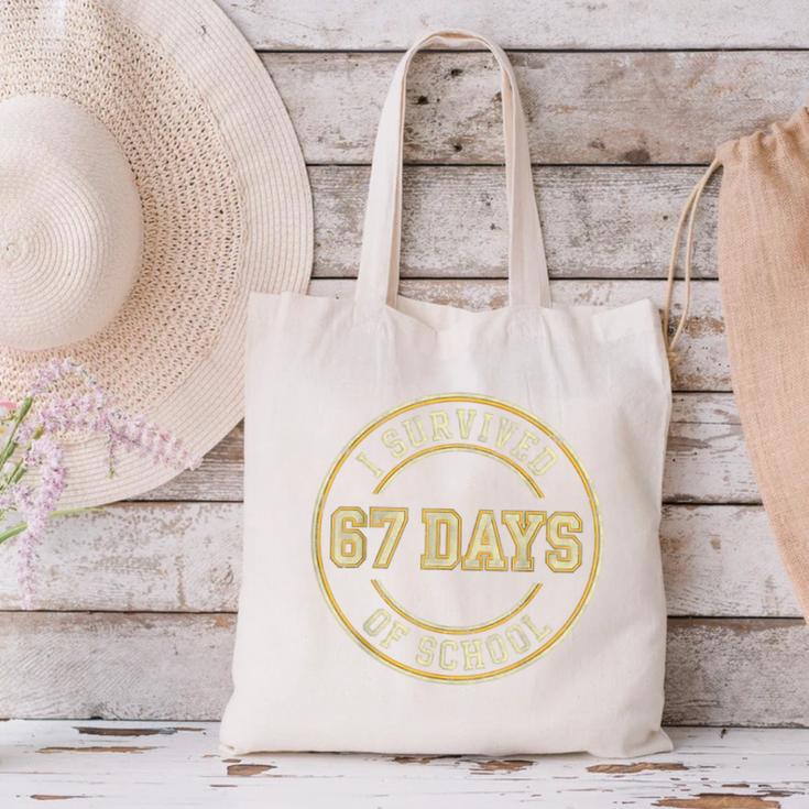 Vintage I Survived 67 Days Of School Teachers Students Canvas Tote Bag, gift for family, gift for coworker