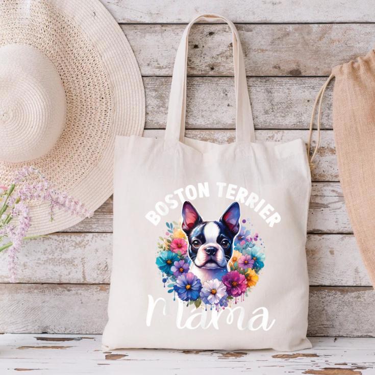 Watercolor Floral Boston Terrier Mama Dog Lover Mother's Day For Men Women Girls Kids Canvas Tote Bag, gift for family, gift for coworker
