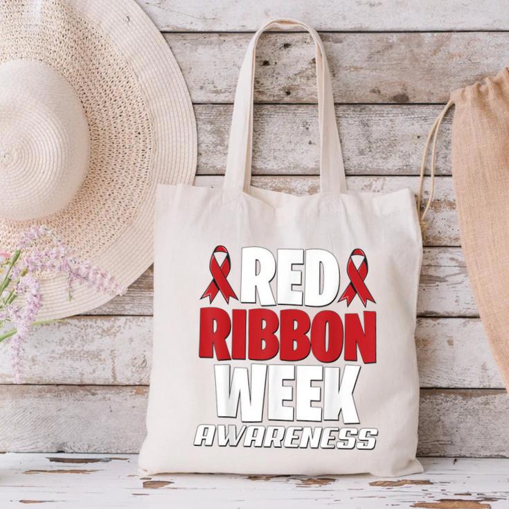 We Wear Red For Red Ribbon Week Awareness Mothers Teachers Canvas Tote Bag, gift for family, gift for coworker We Wear Red For Red Ribbon Week Awareness Mothers Teachers Canvas Tote Bag, gift for family, gift for coworker