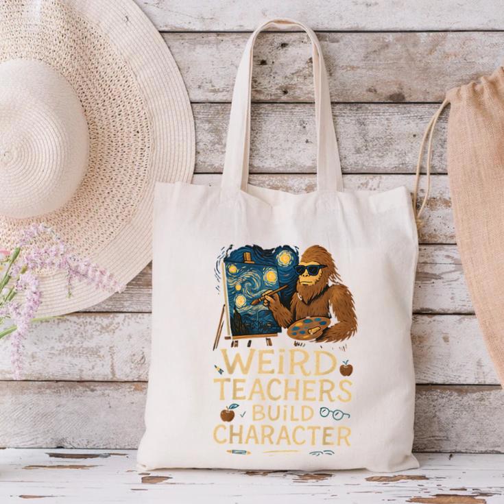 Weird Teachers Build Character Van Bigfoot Art Canvas Tote Bag, gift for family, gift for coworker Weird Teachers Build Character Van Bigfoot Art Canvas Tote Bag, gift for family, gift for coworker