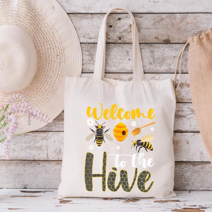 Welcome To The Hive Bee Teacher Back To School Canvas Tote Bag, gift for family, gift for coworker