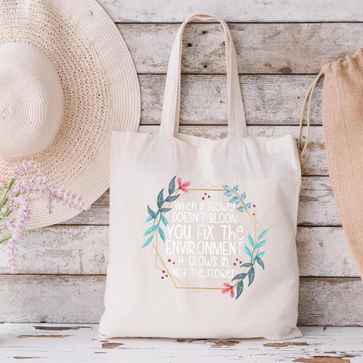 When A Flower Doesn't Bloom Special Education Teacher Men Women Canvas Tote Bag, gift for family, gift for coworker When A Flower Doesn't Bloom Special Education Teacher Men Women Canvas Tote Bag, gift for family, gift for coworker