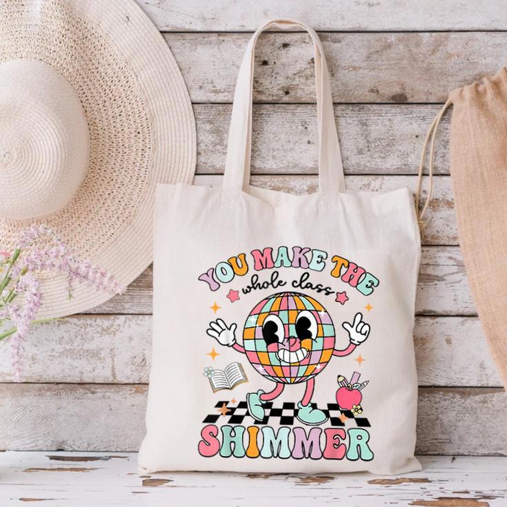 You Make The Whole Class Shimmer Teacher Era Back To School Canvas Tote Bag, gift for family, gift for coworker
