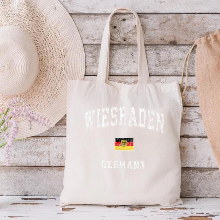 Wiesbaden Germany Vintage Athletic Sports Canvas Tote Bag, gift for family, gift for coworker