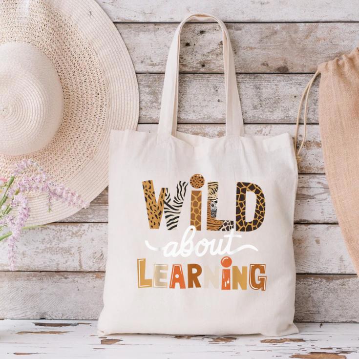 Wild About Learning Back To School First Day Teacher Student Canvas Tote Bag, gift for family, gift for coworker Wild About Learning Back To School First Day Teacher Student Canvas Tote Bag, gift for family, gift for coworker
