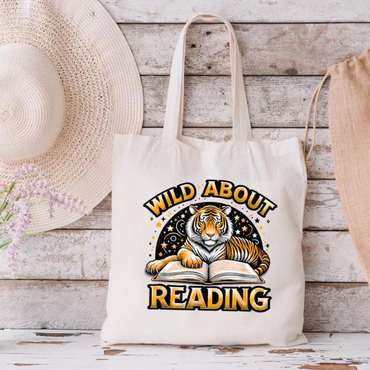 Wild About Reading Tiger For Teachers & Students Canvas Tote Bag, gift for family, gift for coworker Wild About Reading Tiger For Teachers & Students Canvas Tote Bag, gift for family, gift for coworker