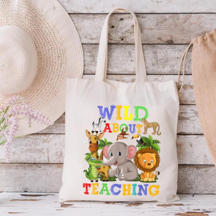 Wild About Teaching Safari Jungle School Teacher Canvas Tote Bag, gift for family, gift for coworker Wild About Teaching Safari Jungle School Teacher Canvas Tote Bag, gift for family, gift for coworker