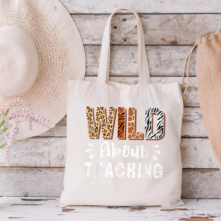 Wild About Teaching Teacher Lover Animals Leopard Zebra Canvas Tote Bag, gift for family, gift for coworker