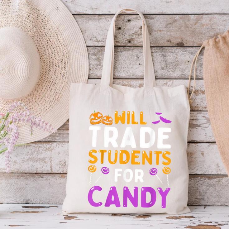 Will Trade Students For Candy Cute Halloween Costume Teacher For Men Women Kids Canvas Tote Bag, gift for family, gift for coworker