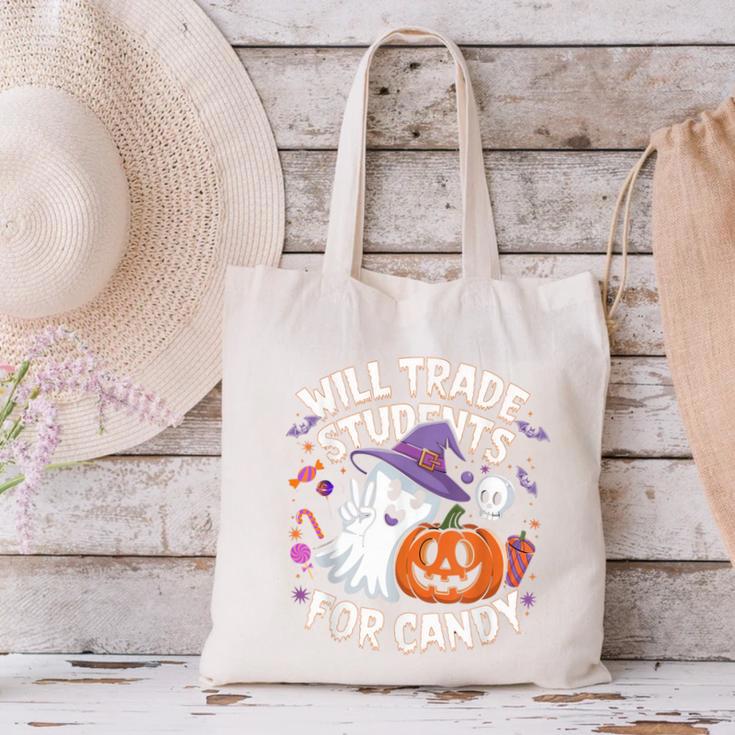Will Trade Students For Candy Halloween Teacher Canvas Tote Bag, gift for family, gift for coworker Will Trade Students For Candy Halloween Teacher Canvas Tote Bag, gift for family, gift for coworker