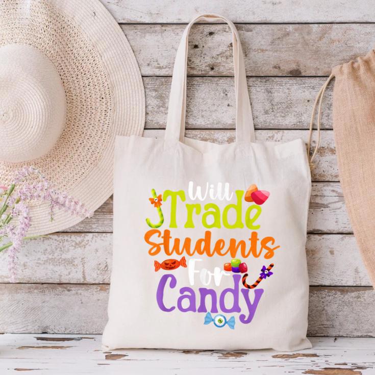 Will Trade Students For Candy Teacher Halloween Costume Canvas Tote Bag, gift for family, gift for coworker