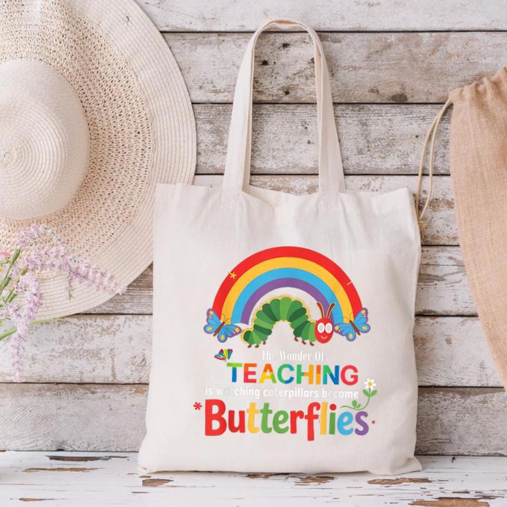 The Wonder Of Teaching Is Watching Caterpillars Teacher Canvas Tote Bag, gift for family, gift for coworker The Wonder Of Teaching Is Watching Caterpillars Teacher Canvas Tote Bag, gift for family, gift for coworker